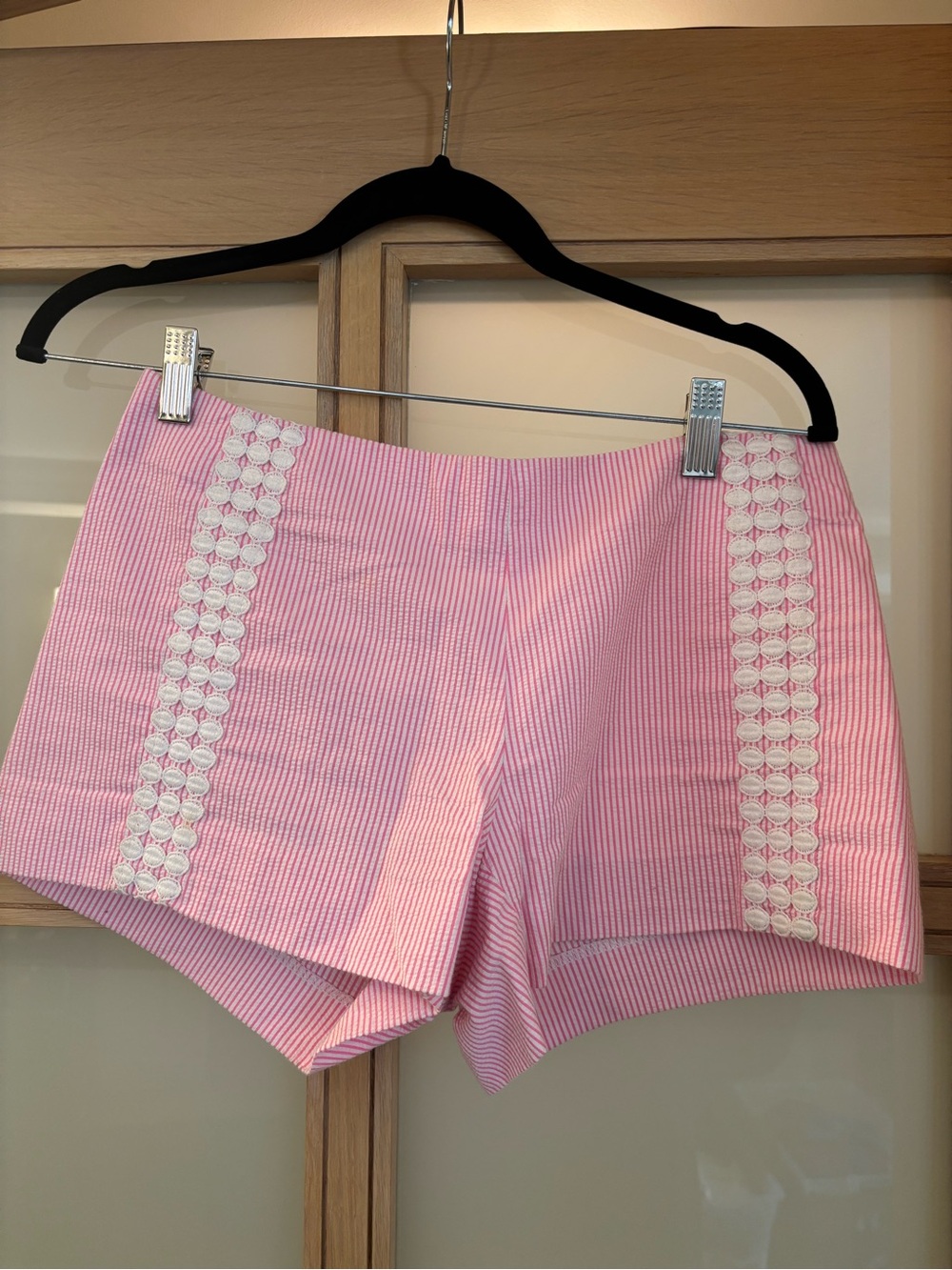 Lilly Pulitzer Pink Seersucker Shorts with White Trim